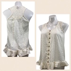 Angie Cotton Fine Crochet Button Up Tank Top
